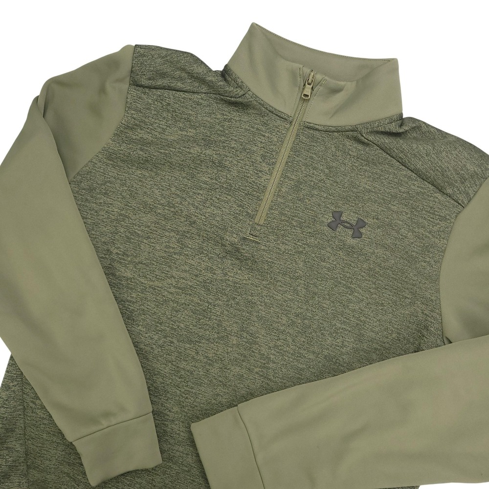 Under Armour Fleece Pullover Mens Medium Green 1/4 Zip Long Sleeve Athletic